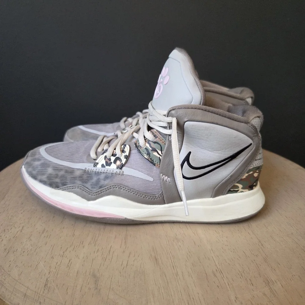 Nike Kyrie Infinity Leopard Camo Gray Shoe SZ 7Y DD0334-006 Pink Gray School Fit